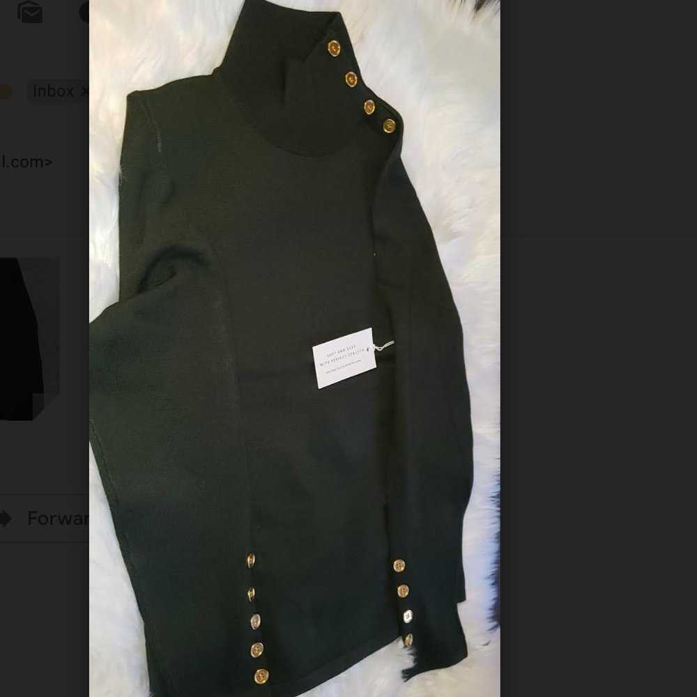 Green Embellished Button Shoulder Knitt Sweater